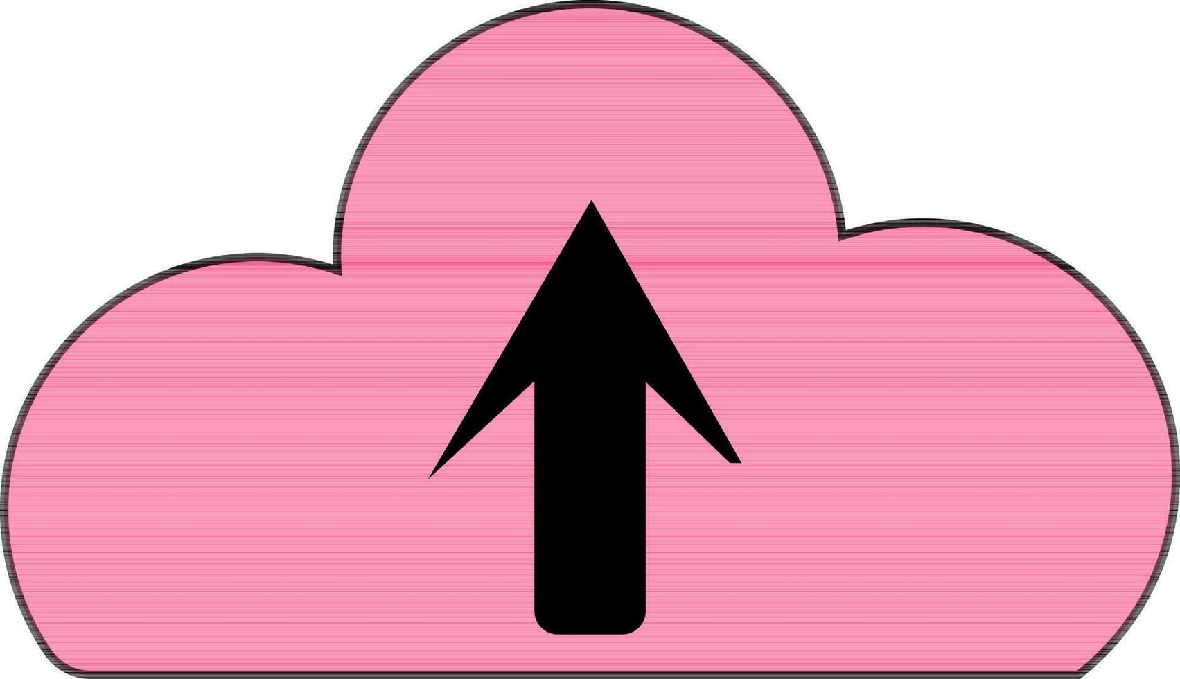 Pink cloud uploading icon in flat style. vector