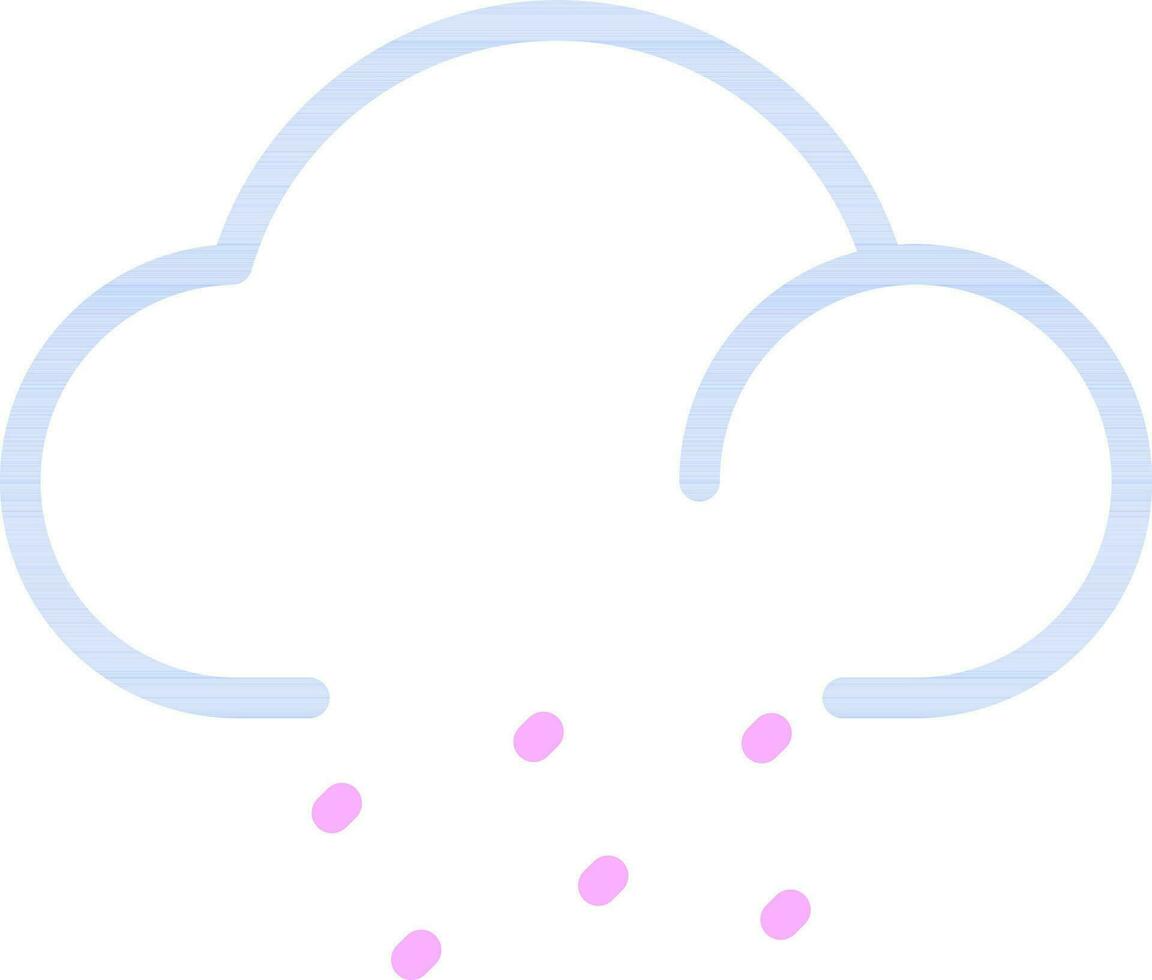 Rainy Cloud Icon In Blue Thin Line Art. vector