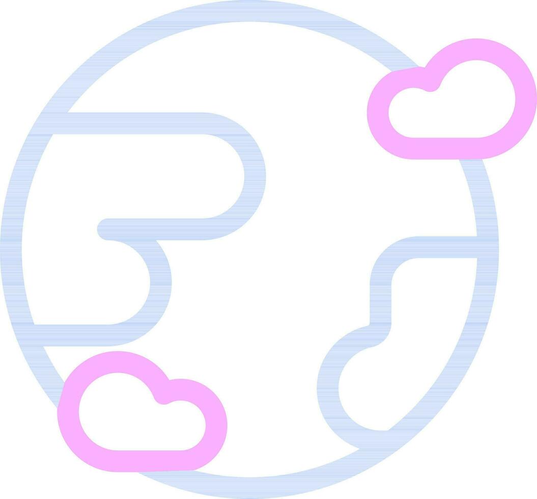 tierra con nube icono en azul y rosado línea Arte. vector