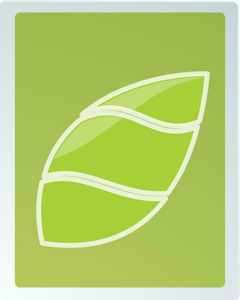 Stylish glossy leaf on green background. vector