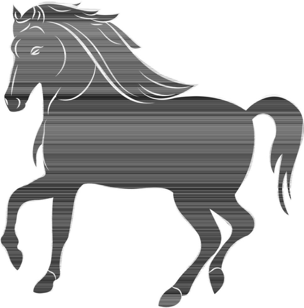 Black color silhouette of running horse. vector