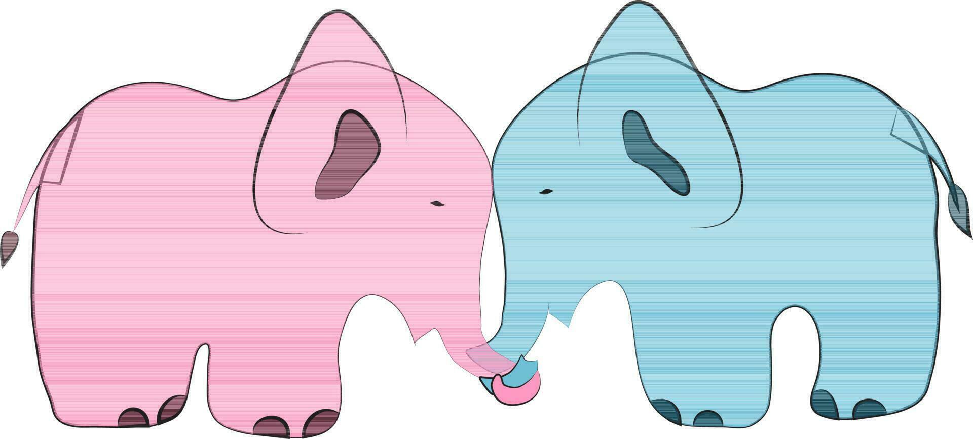 Animal character of two elephant. vector