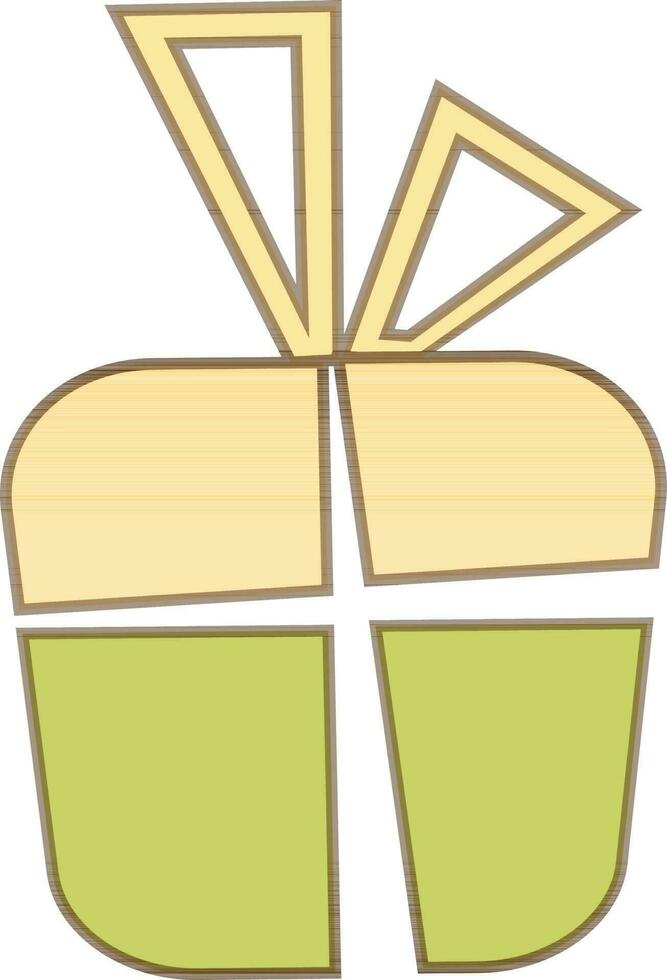 Green and yellow gift box with bow ribbon. vector