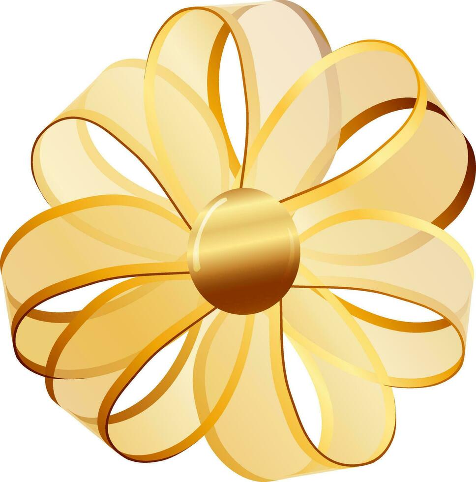 Shiny golden color gift bow illustration. vector