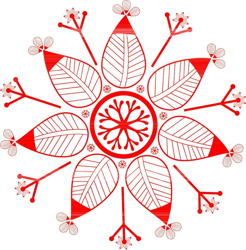 Red color line art icon of snowflake. vector