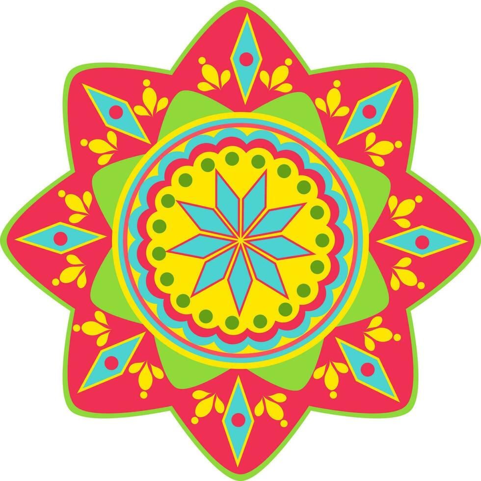 Flat floral design of rangoli. vector