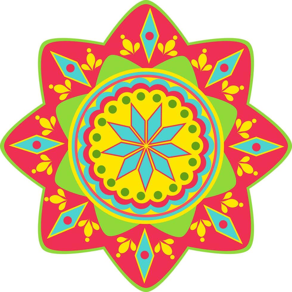 plano floral diseño de rangoli. vector