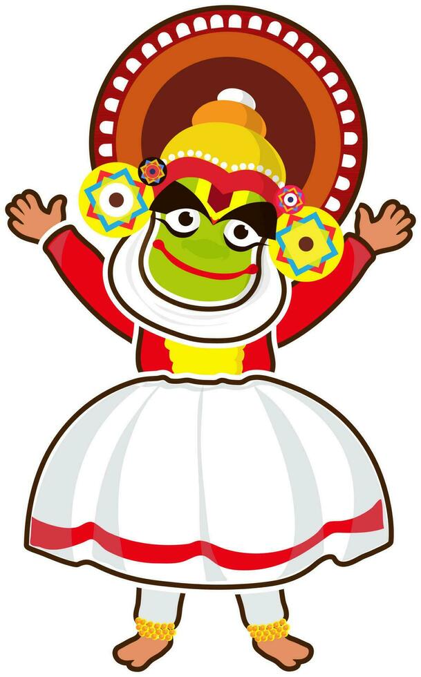 dibujos animados personaje de un Kathakali bailarín. vector