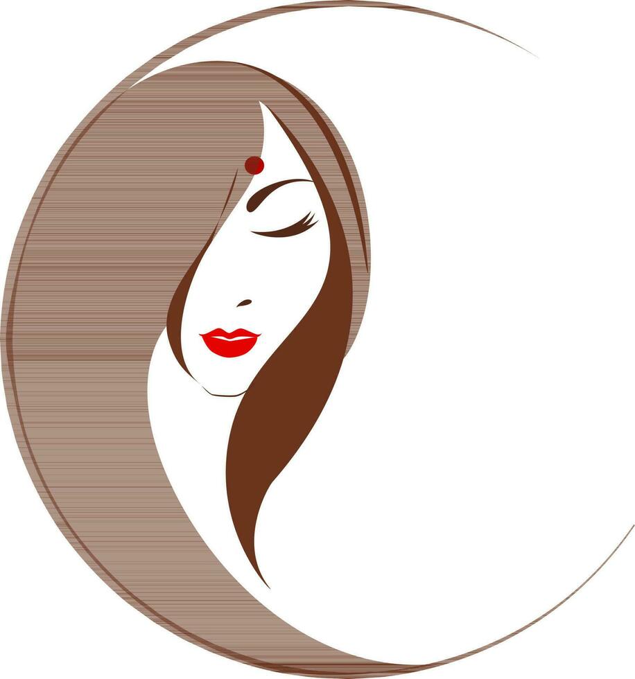 Character of a lady in circular frame. vector