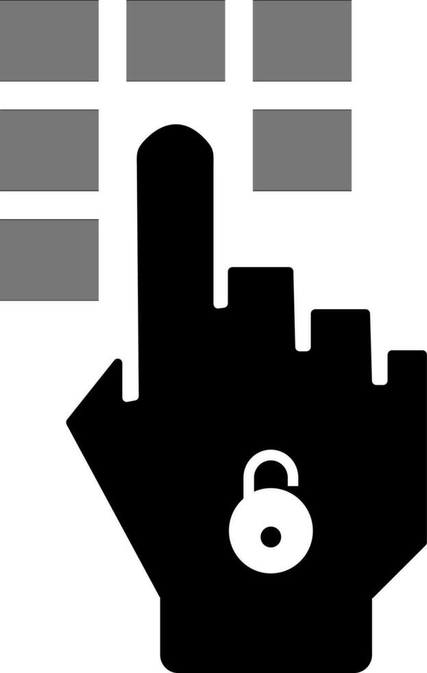 Pointing hand with closed lock pad. vector