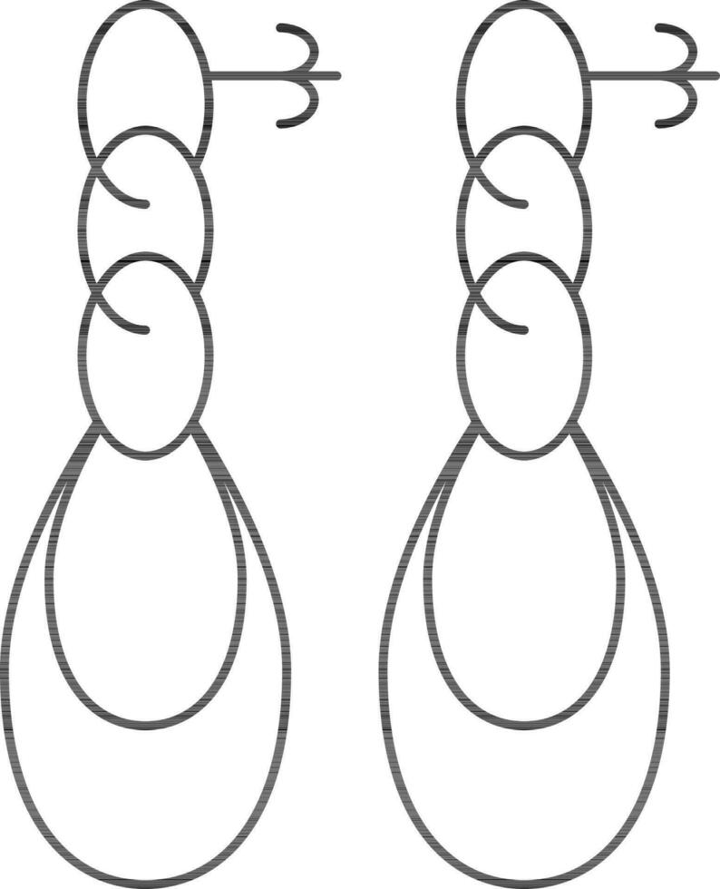 Pearl Earrings Icon in Black Line Art. vector
