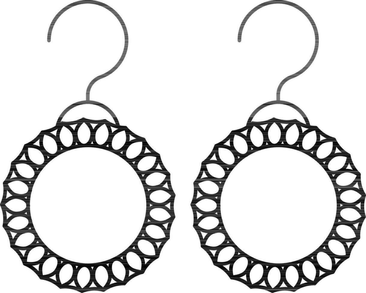 Floral Round Shape Drop Earrings Icon in Flat Style. vector