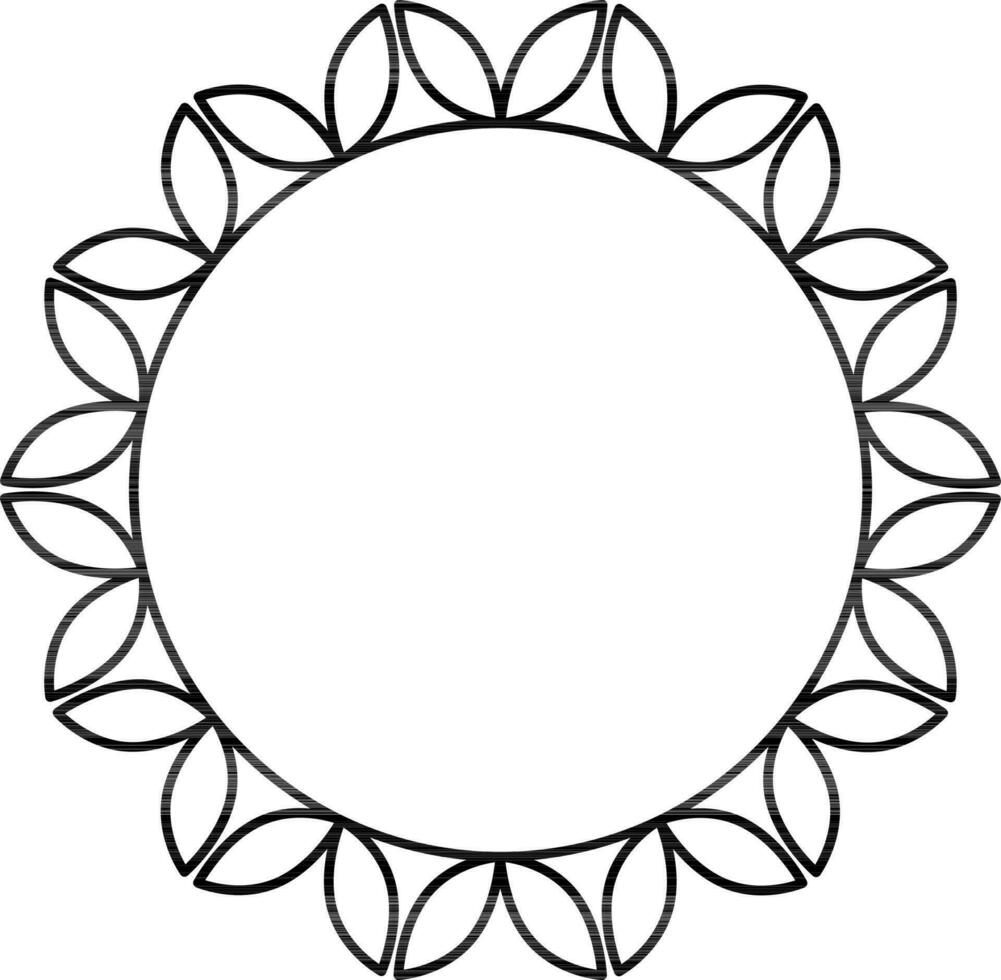 Circular Shape Floral Frame Icon in Black Thin Line. vector