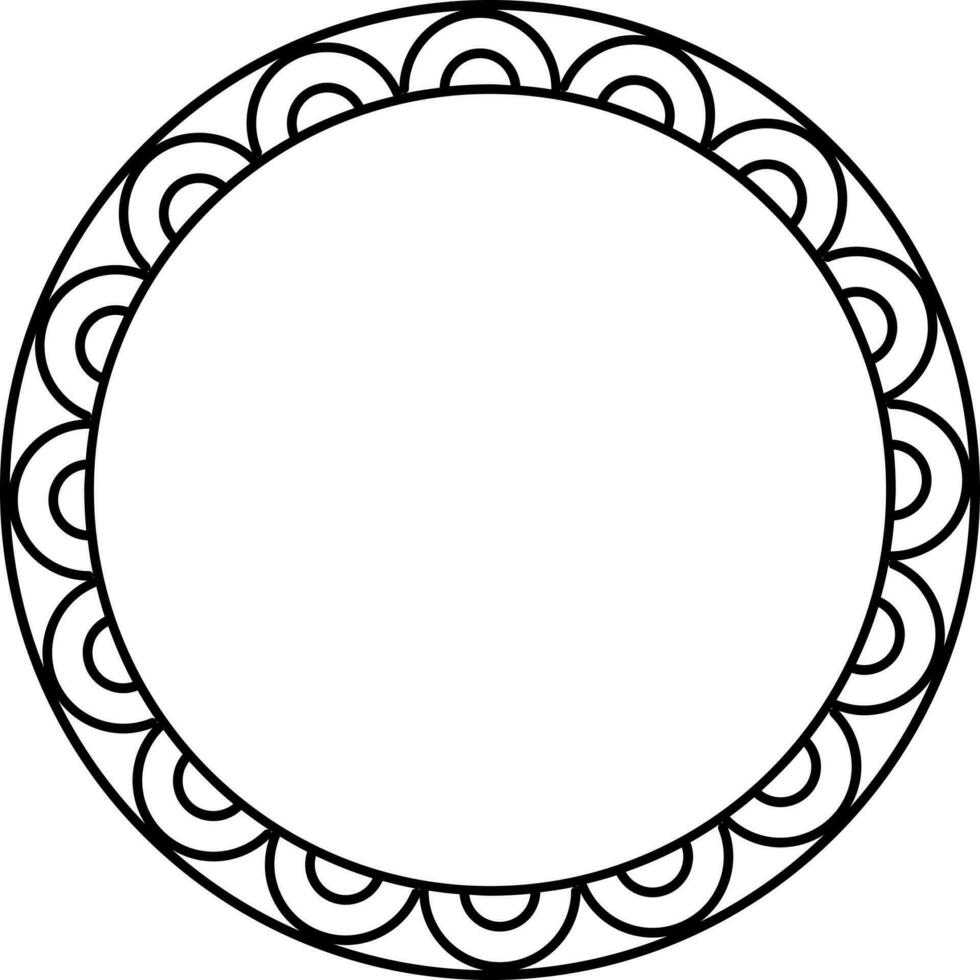 Circular Frame Icon in Black Line Art. vector