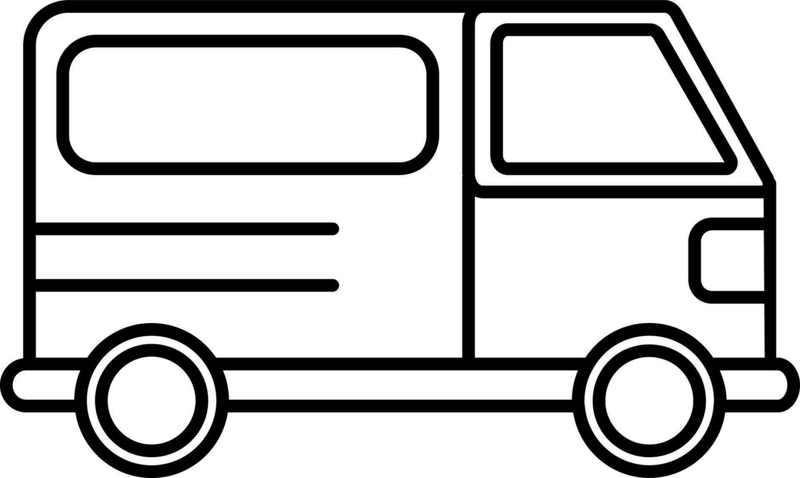 Minibus OR Van Icon in Black Line Art. vector