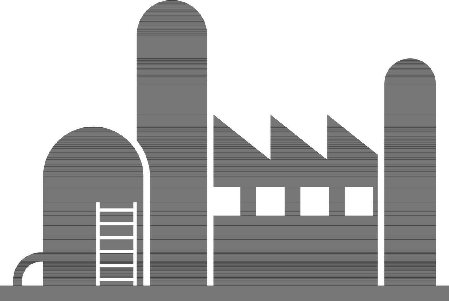 Black and white flat style illustration of a factory. vector