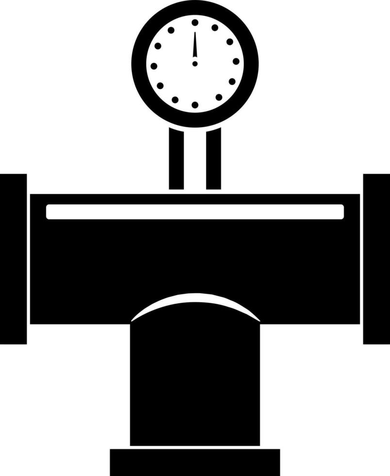 Pipeline with gauge in black and white color. vector