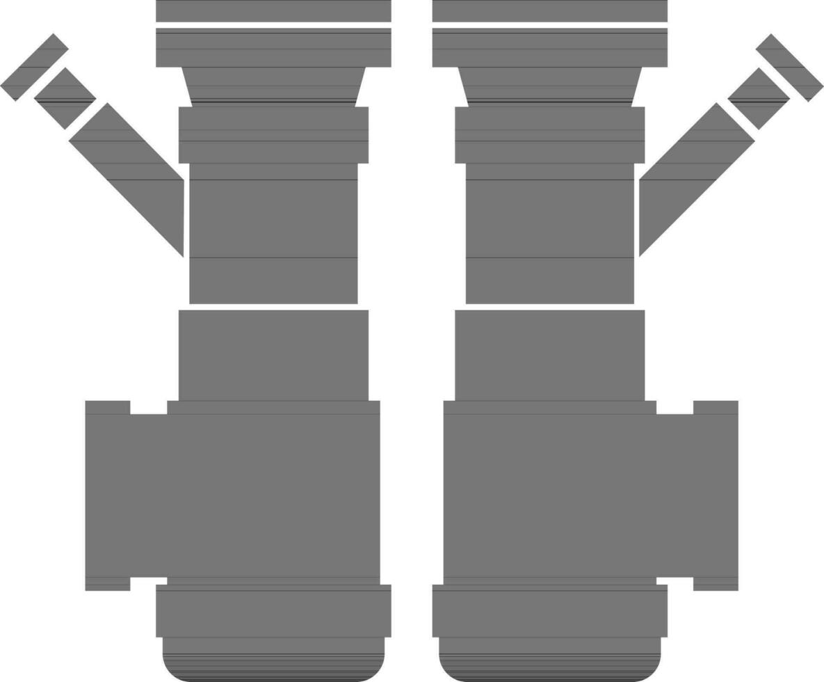 Black and white pipe in flat design. vector