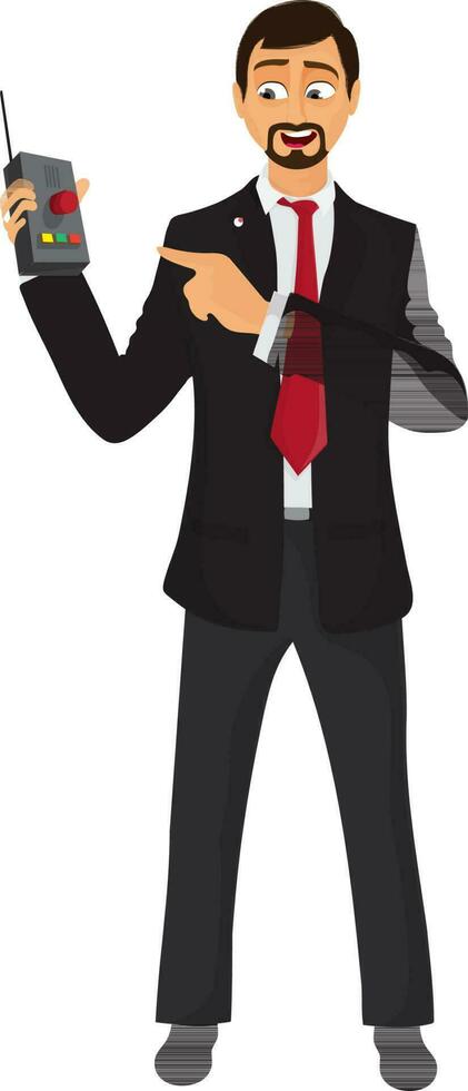 Businessman holding a remote control. vector
