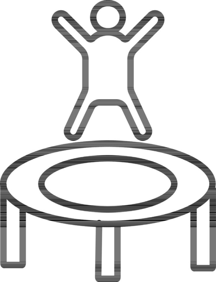 Human Jumping Trampoline Icon In Black Outline. vector