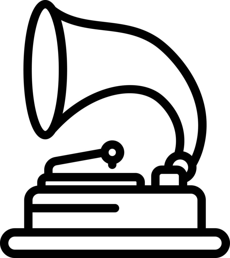 Gramophone Icon In Thin Line Art. vector