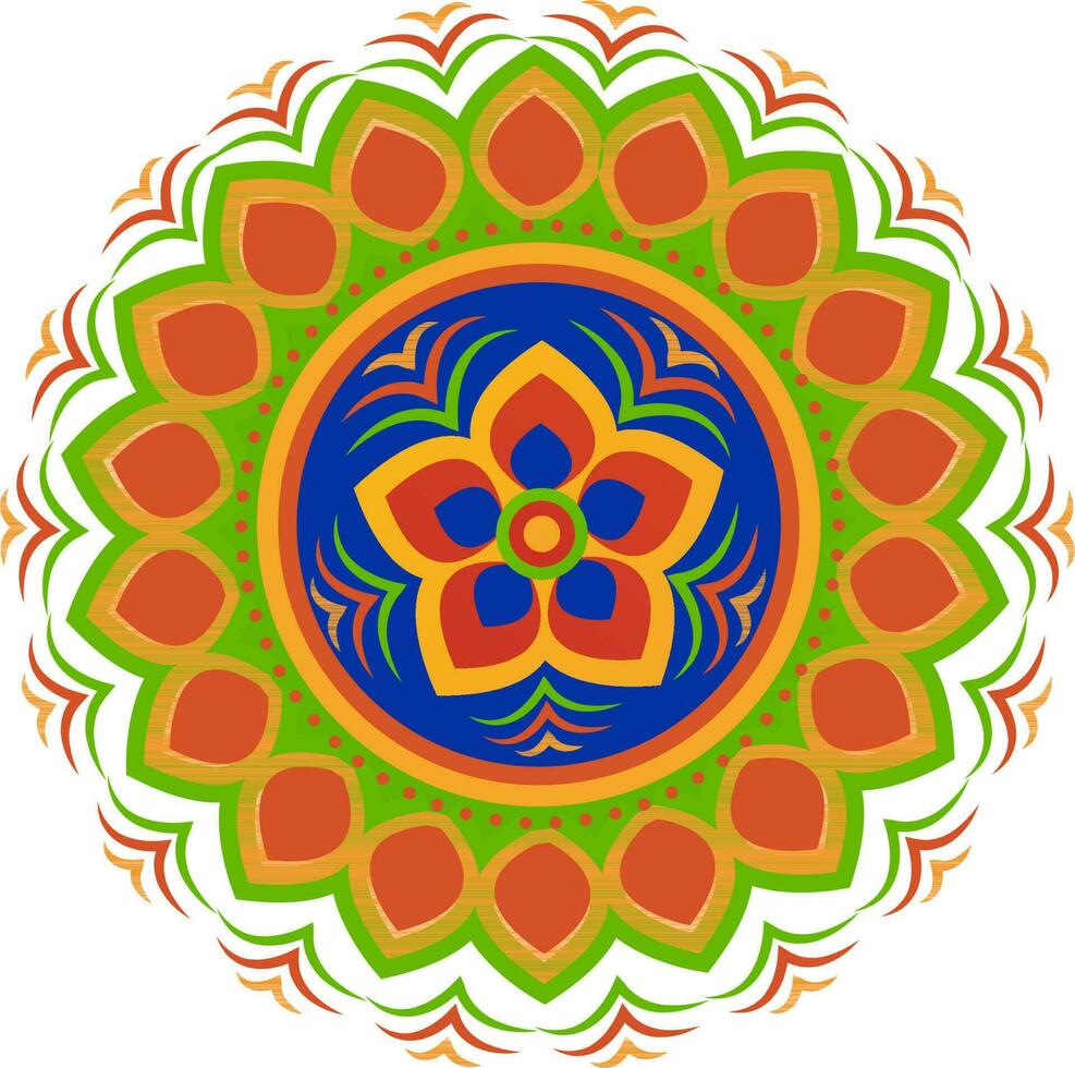 Colorful floral decorated rangoli. vector