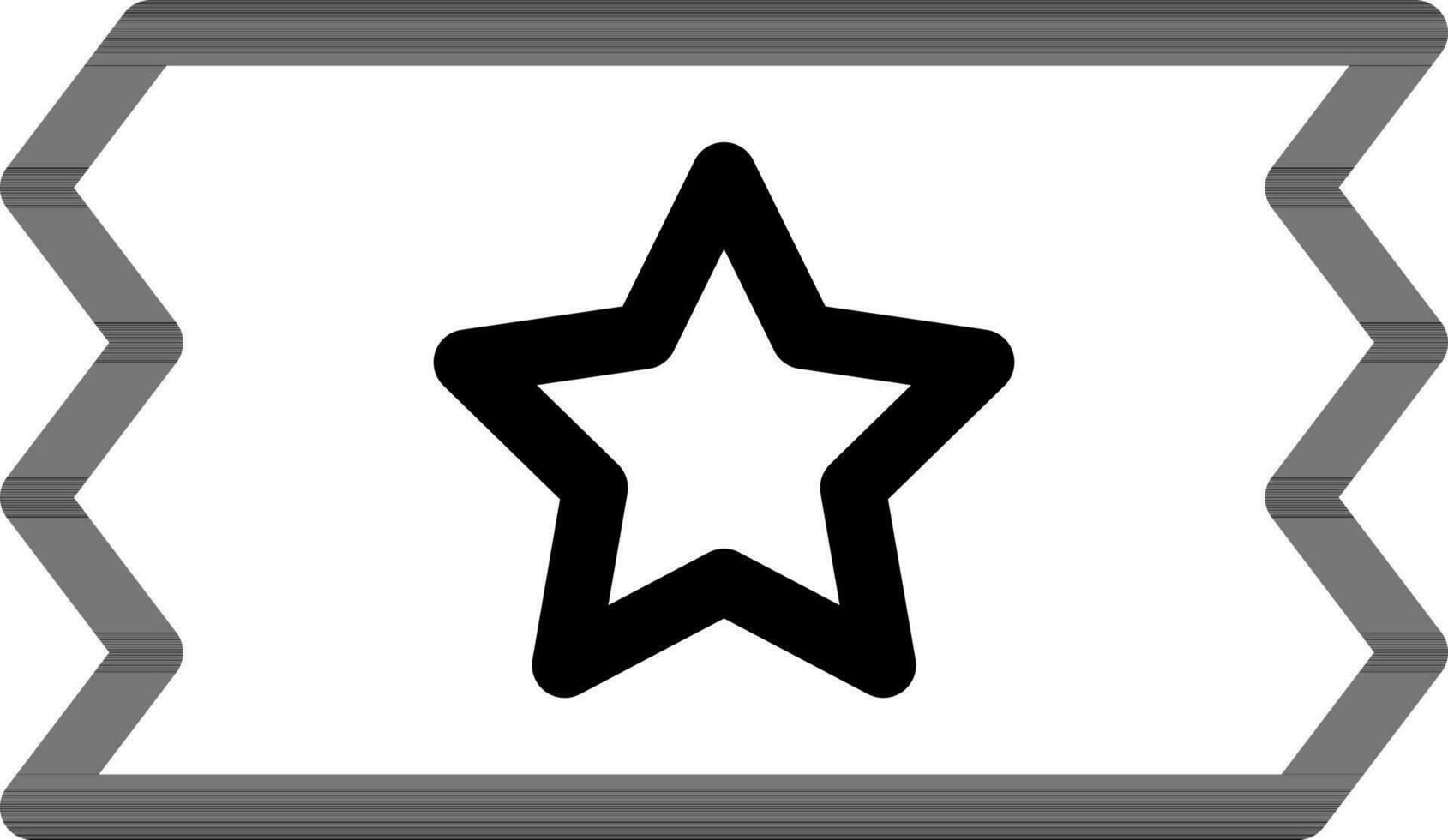 Star on Ticket Icon in Black Line Art. vector