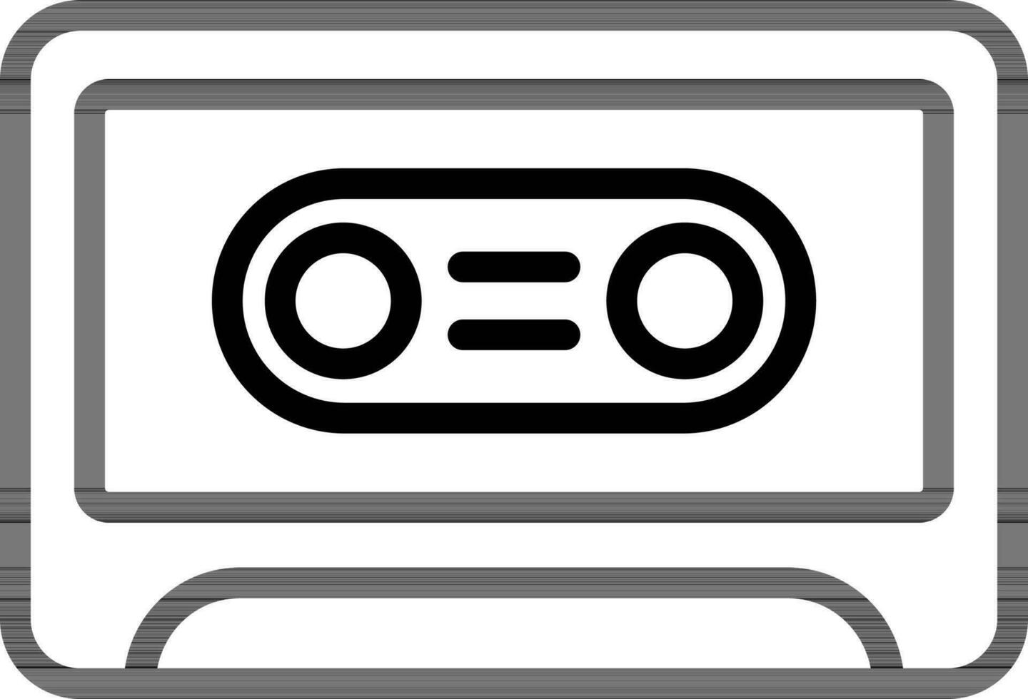 Black Outline Cassette Icon on White Background. vector