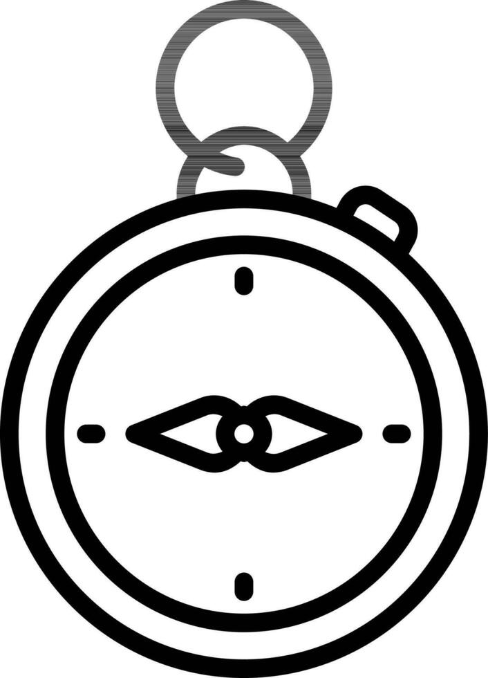 Compass Icon In Black Line Art. vector