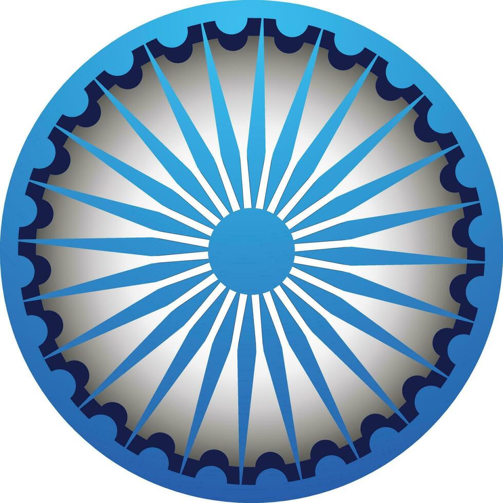 3d illustration of blue ashoka wheel. vector