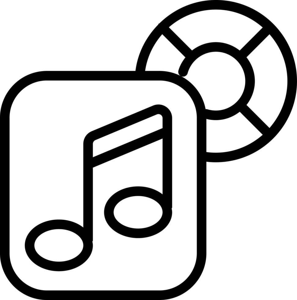 música discos compactos icono en negro línea Arte. vector