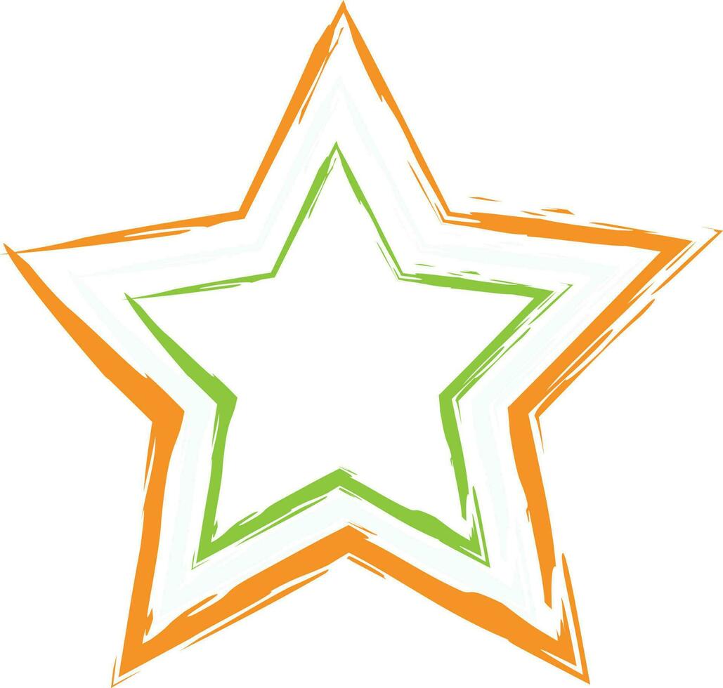 Creative tricolor brush painted sky star. vector