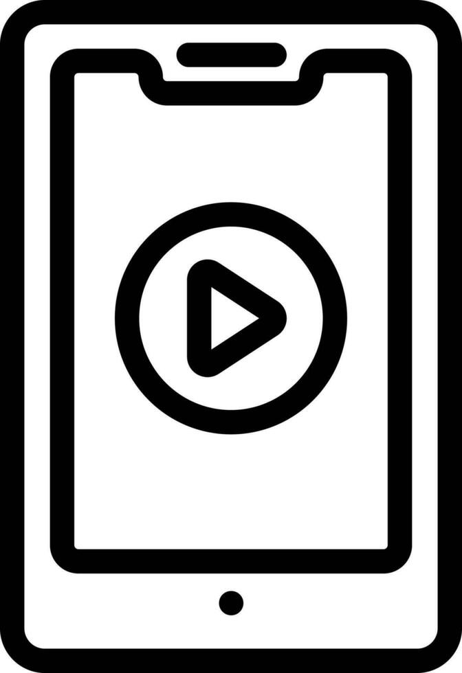 Play Button in Smartphone Screen Line Art Icon. vector