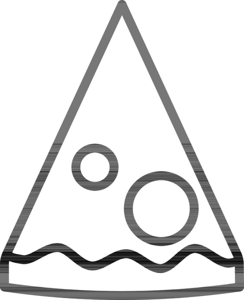 Black Outline Pizza Icon On White Background. vector
