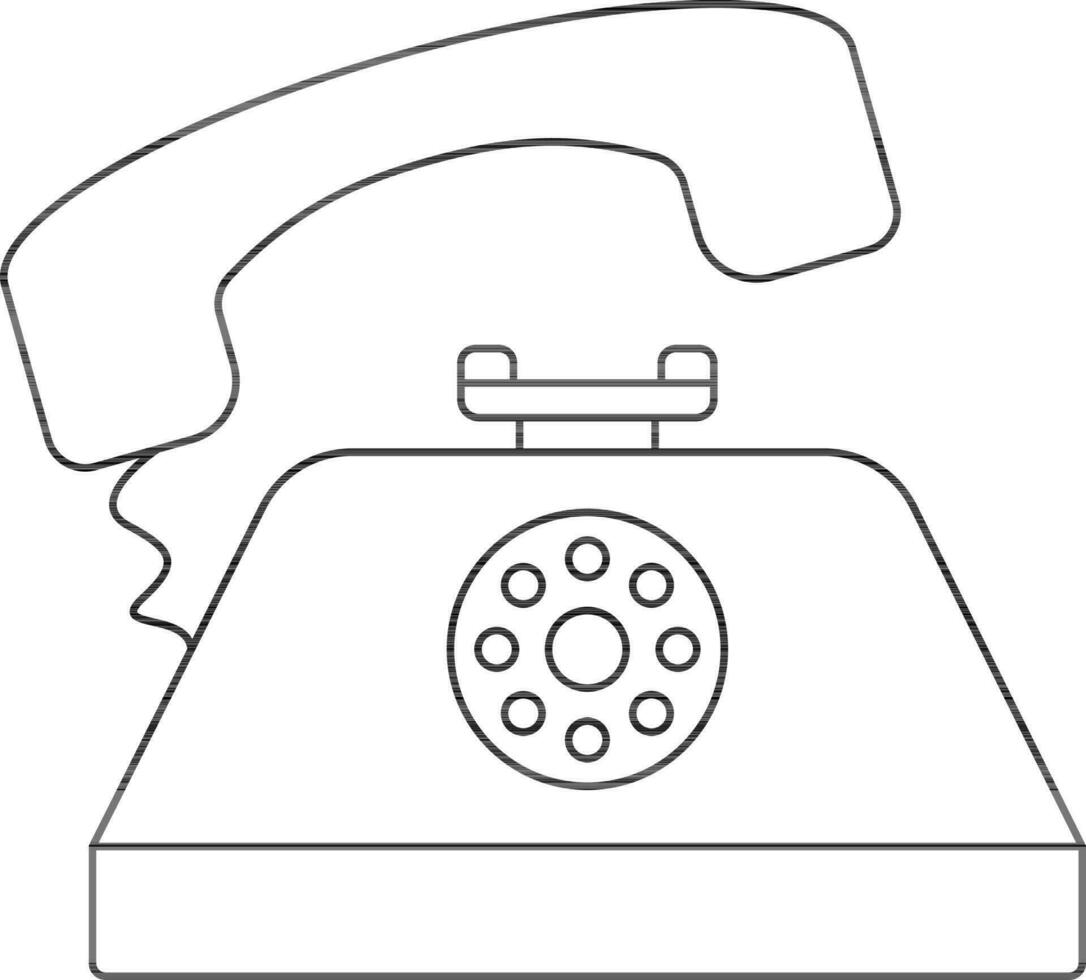 Retro Telephone Icon In Black Line Art. vector
