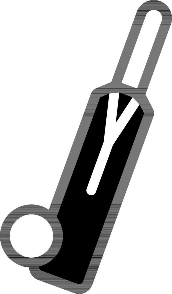 Cricket Bat With Ball Icon In Black And White Color. vector