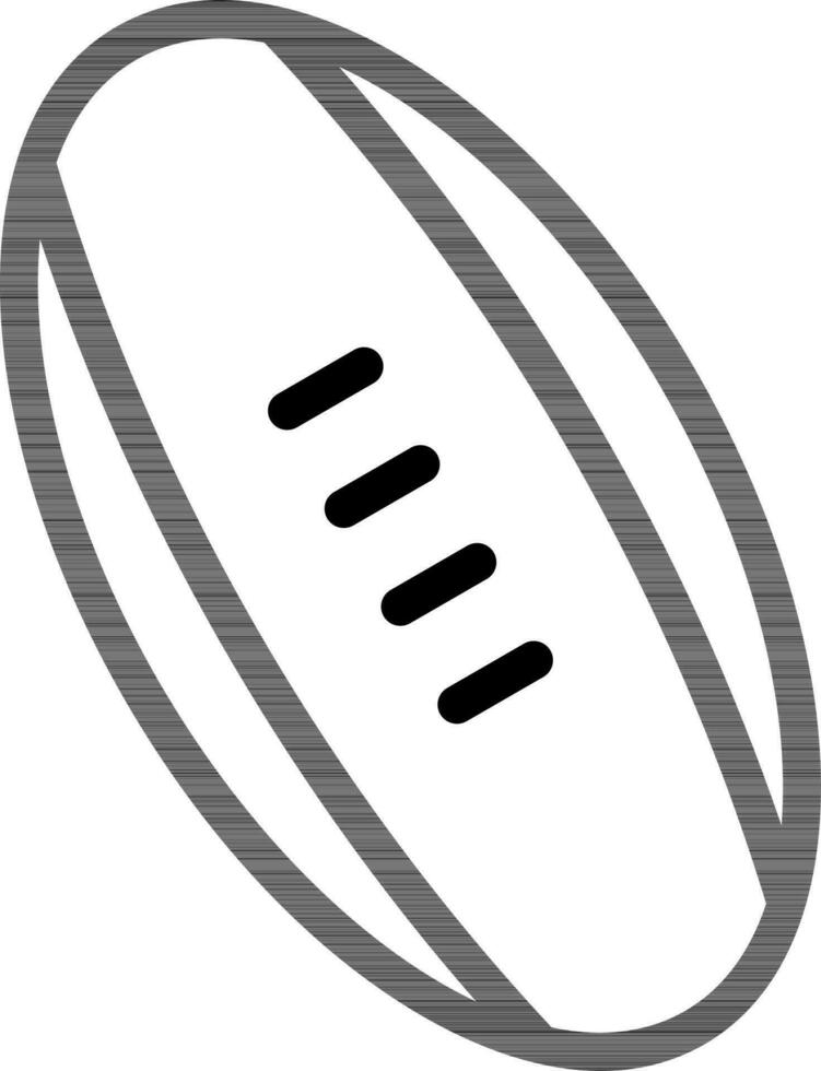 American Football Or Rugby Ball In Black Outline. vector