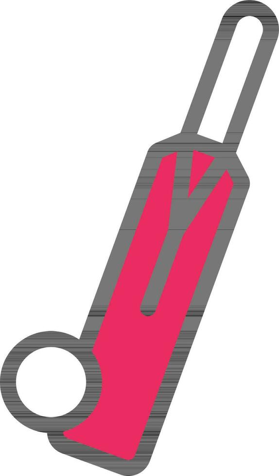 Cricket Bat With Ball Icon In Pink And White Color. vector