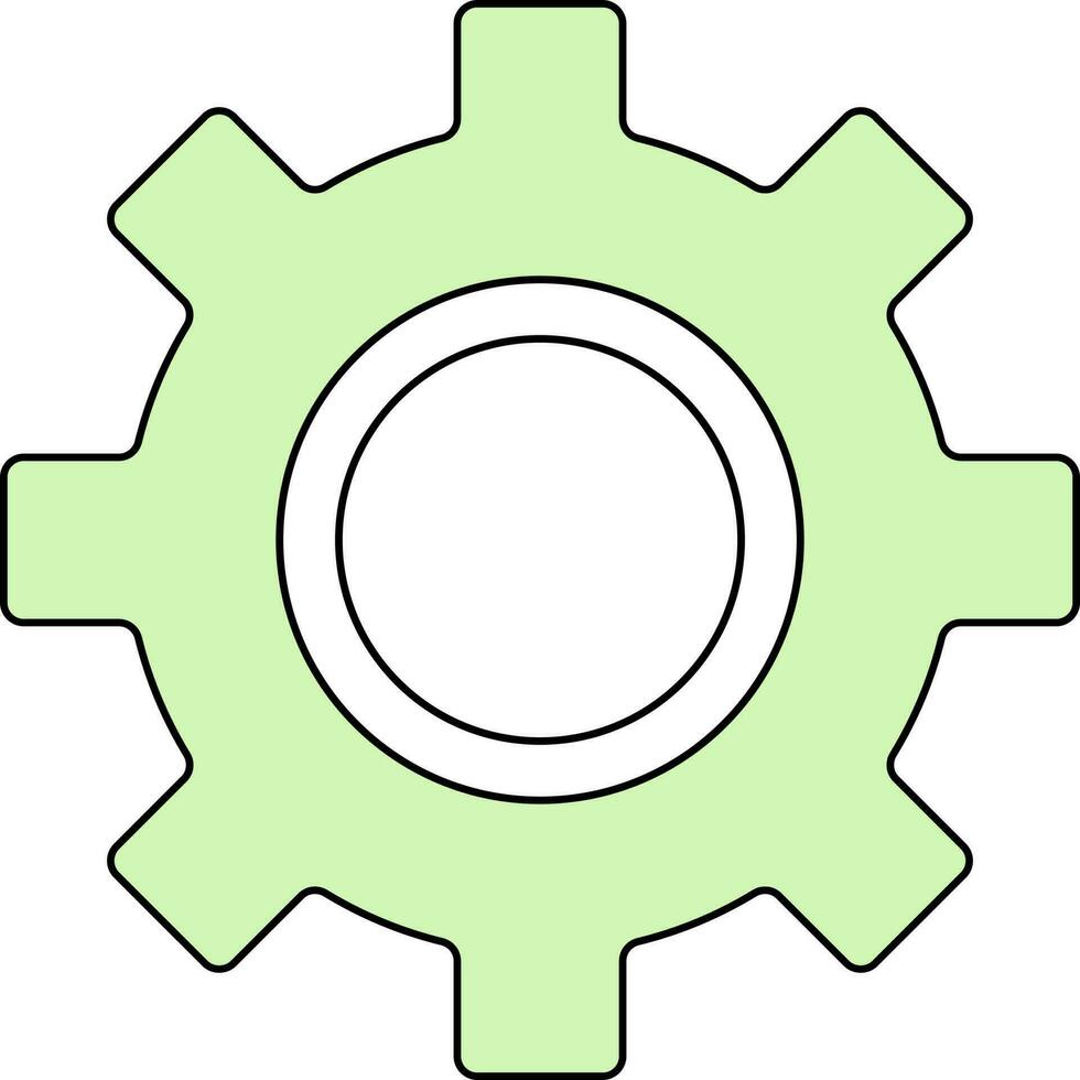 Flat Style Setting Or Cogwheel Icon In White And Green Color. vector