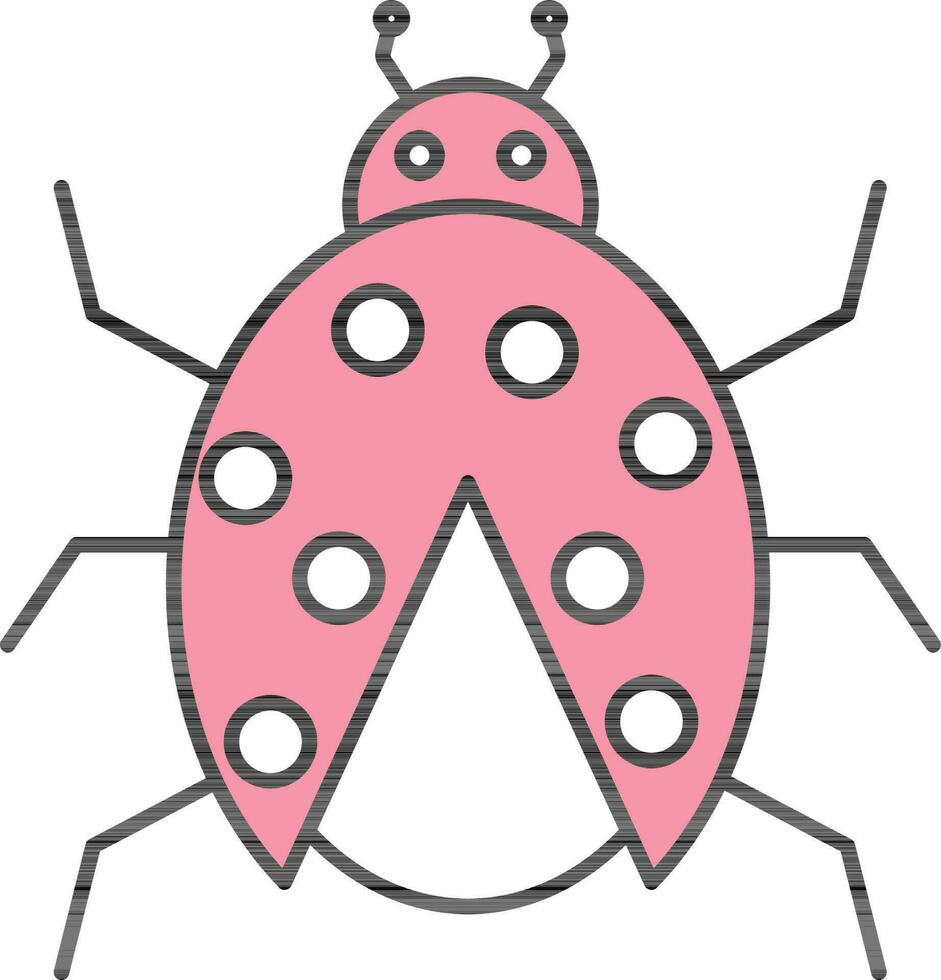 Ladybug Icon In Pink And White Color. vector
