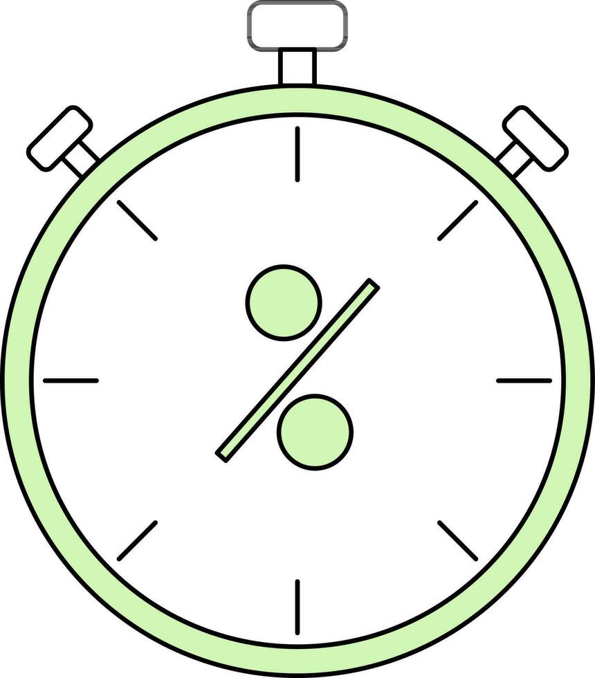 Discount Timer Icon In Green And White Color. vector