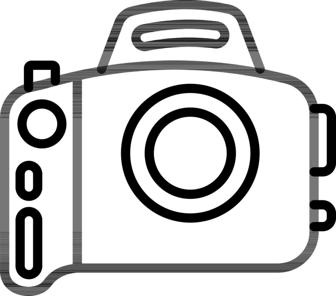 Camera Icon In Black Line Art. vector