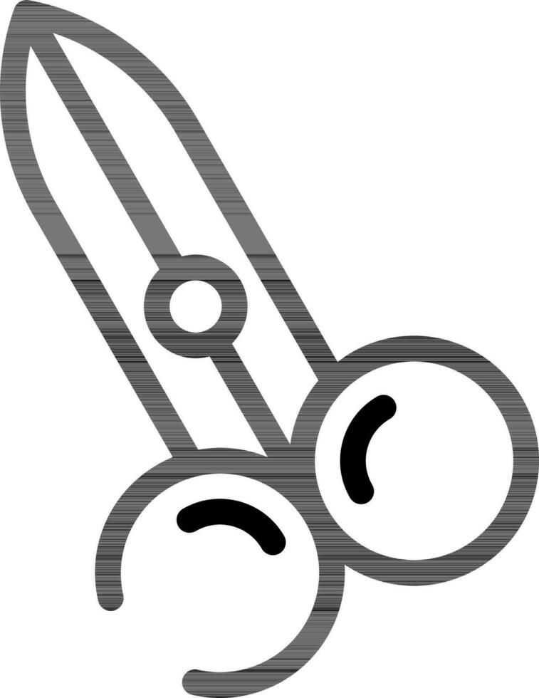 Scissor Icon In Black Line Art. vector