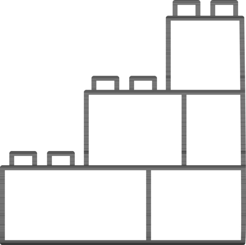 Lego Blocks Toy Icon in Black Line Art. vector