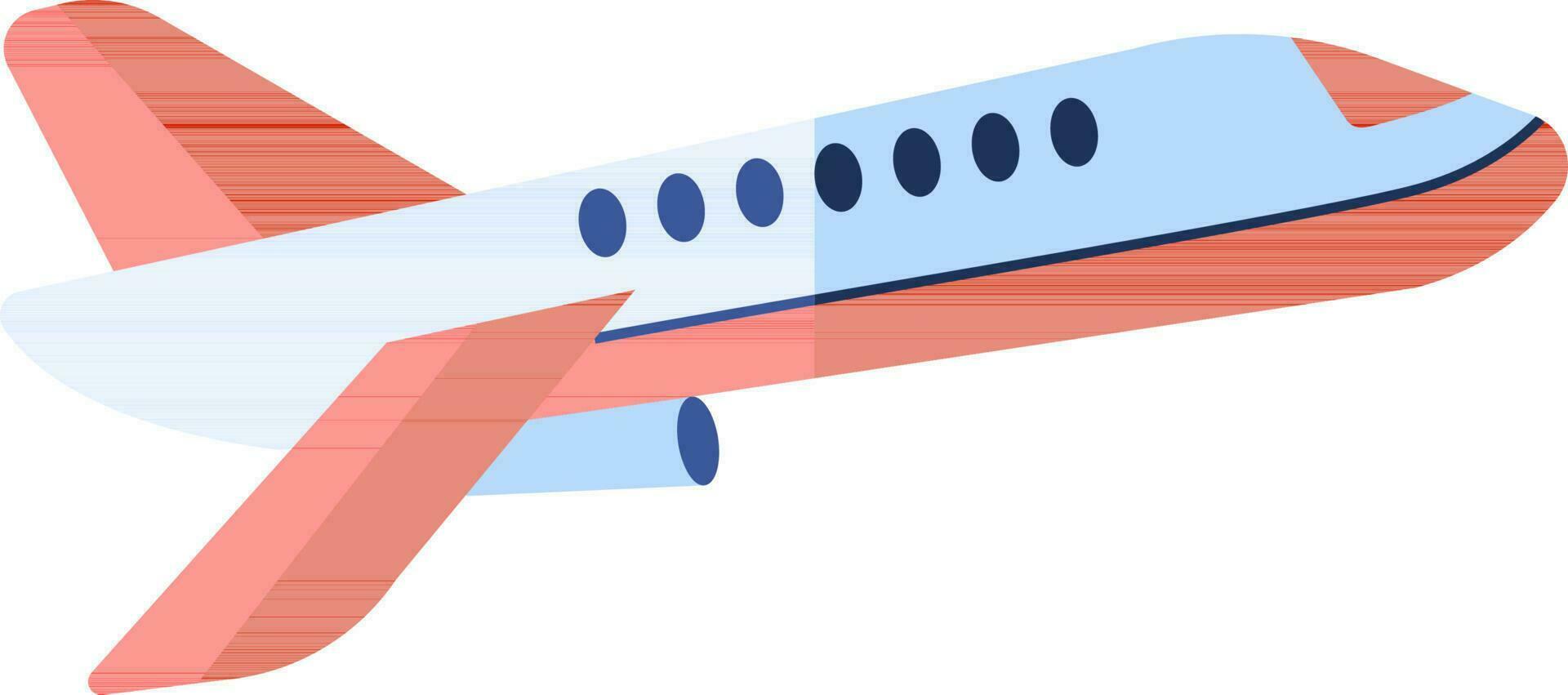 Flat style aeroplane icon in blue and red color. vector