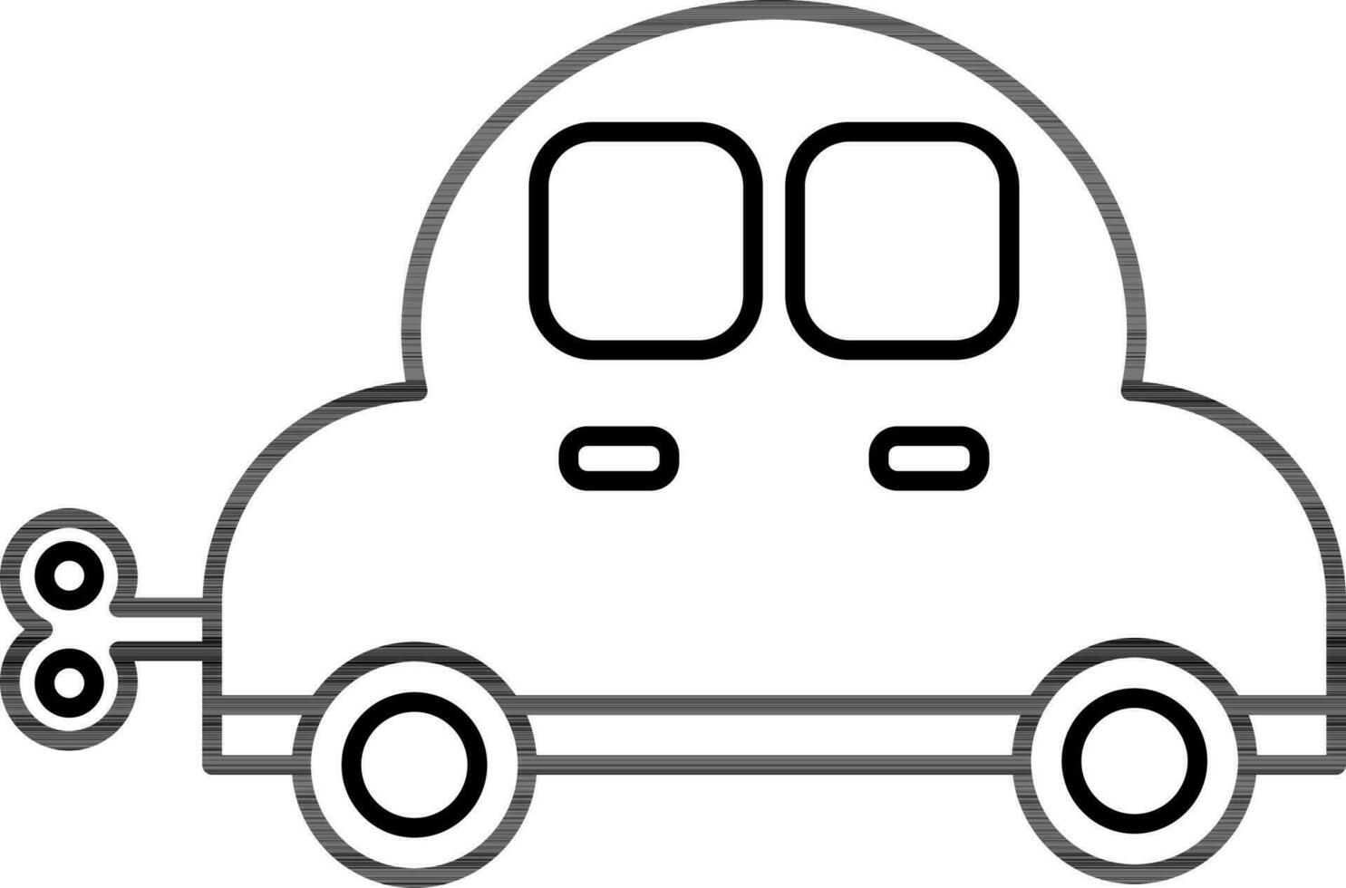 Car Toy With Key Icon in Black Line Art. vector