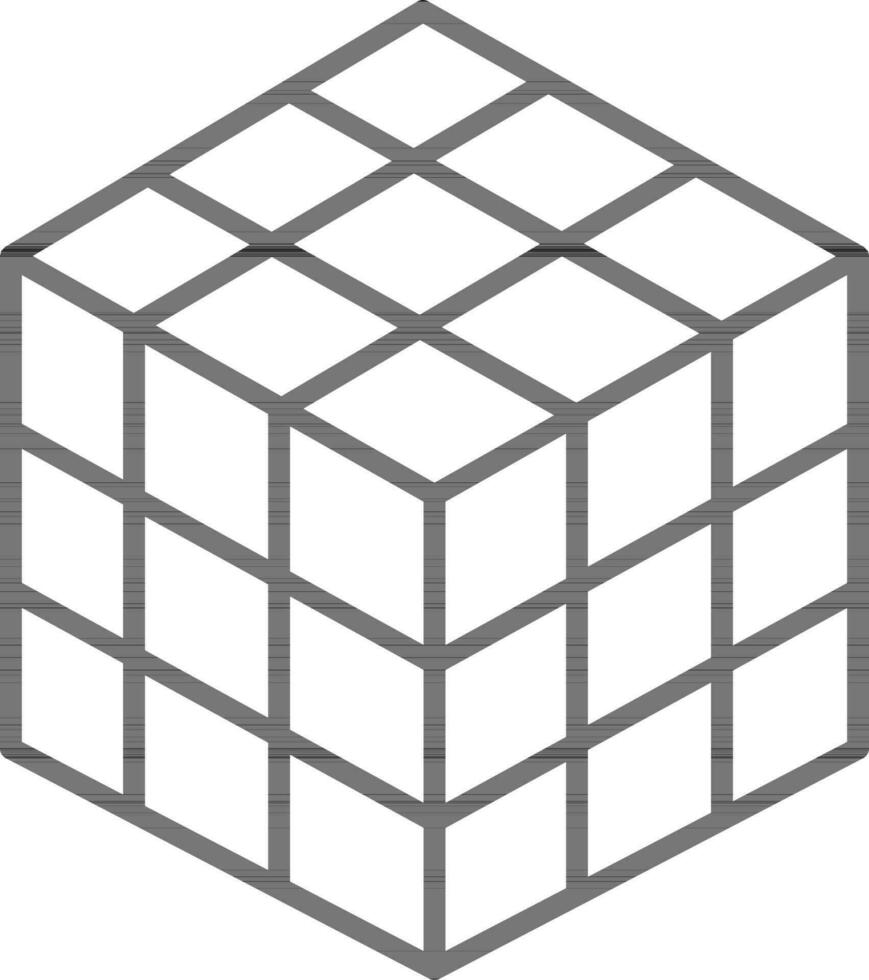 Rubik's Cube Icon in Black Thin Line Art. vector
