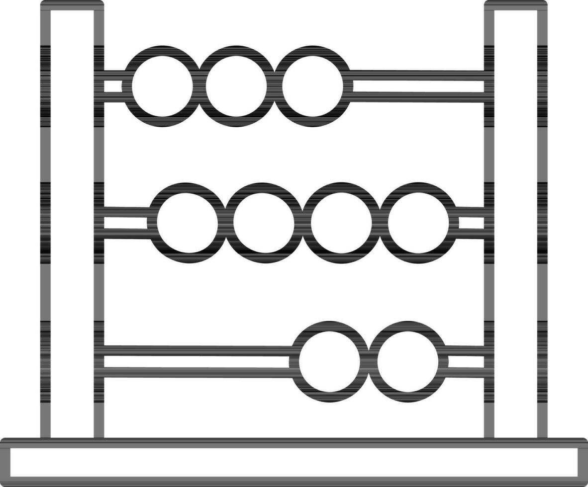 Flat Style Abacus Icon In Black Line Art. vector