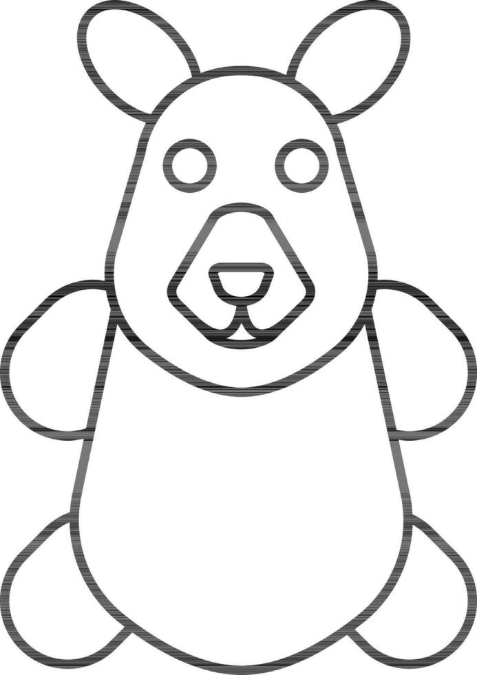 Cartoon Bear Toy Icon In Black Outline. vector