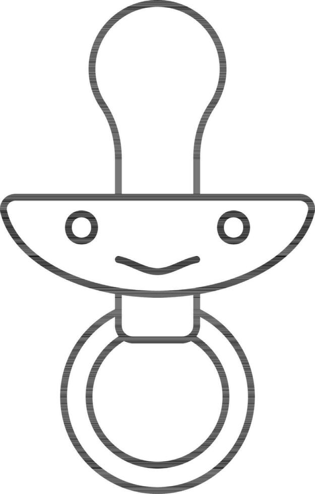 Pacifier Icon In Black Line Art. vector